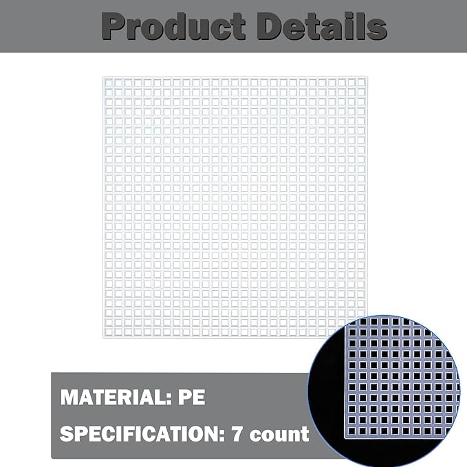 Allazone Plastic Mesh Canvas Sheets for Embroidery - 53 PCs, Square Mesh, Knit & Crochet Projects