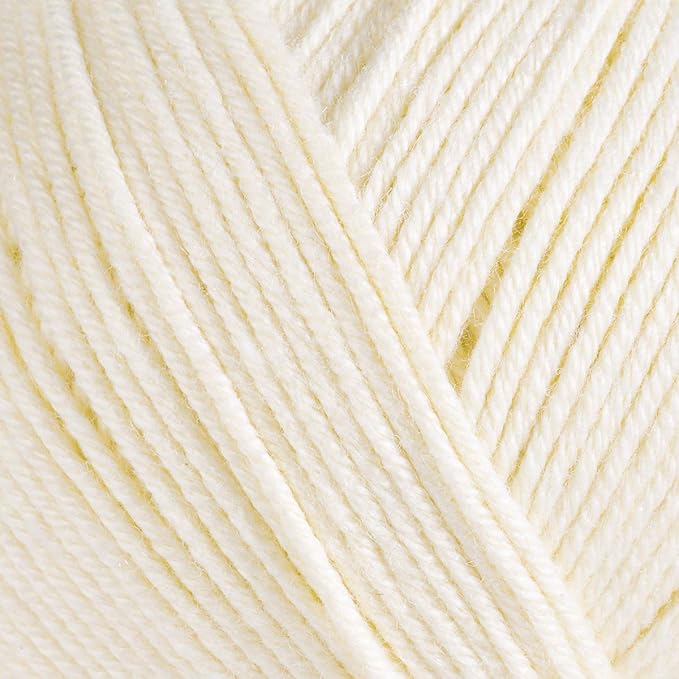 Estako Happy Cotton, 60% Cotton 40% Acrylic Yarn, Soft, Fine/Sport (2) for Crochet and Knitting 1.76 Oz (50g) / 180 Yrds (165m) (4150 - Cream)