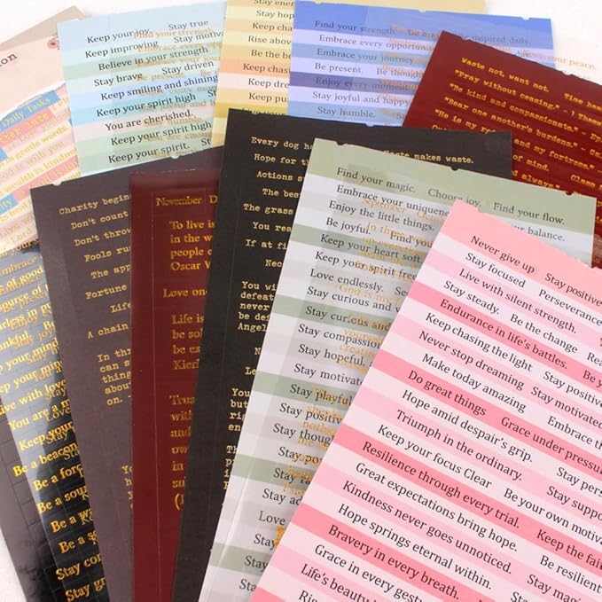 48 Sheets Quote Words and Sayings with Bible Verses Journaling Stickers Books for Junk Journal Supplies, 1692Pcs Gold Foil Transparent PET Stickers for Scrapbooking, Bujo, Card Making