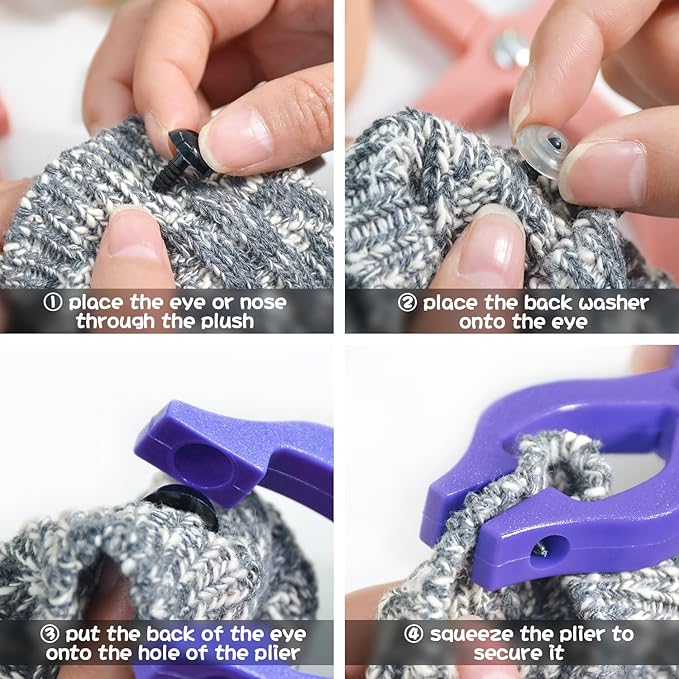 UPTTHOW Safety Eyes Jig Pliers Auxiliary Tool for Attaching Doll Eyes and Noses for Amigurumi and Crochet, DIY Craft Install Accessories Supplies for Stuffed Animals, Purple