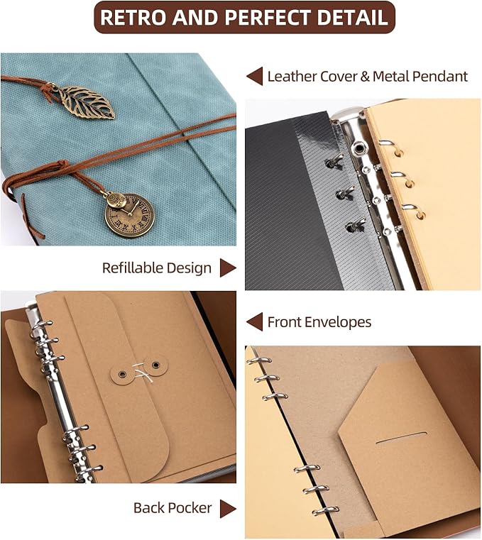 Scrapbook Photo Album 100 Pages, 60 Page Self Adhesive+40 Page Kraft Paper DIY Photo Book for 2x3 3x5 4x6 5x7 Pictures, Leather Memory Book for Wedding Baby Family Travel Birthday Christmas
