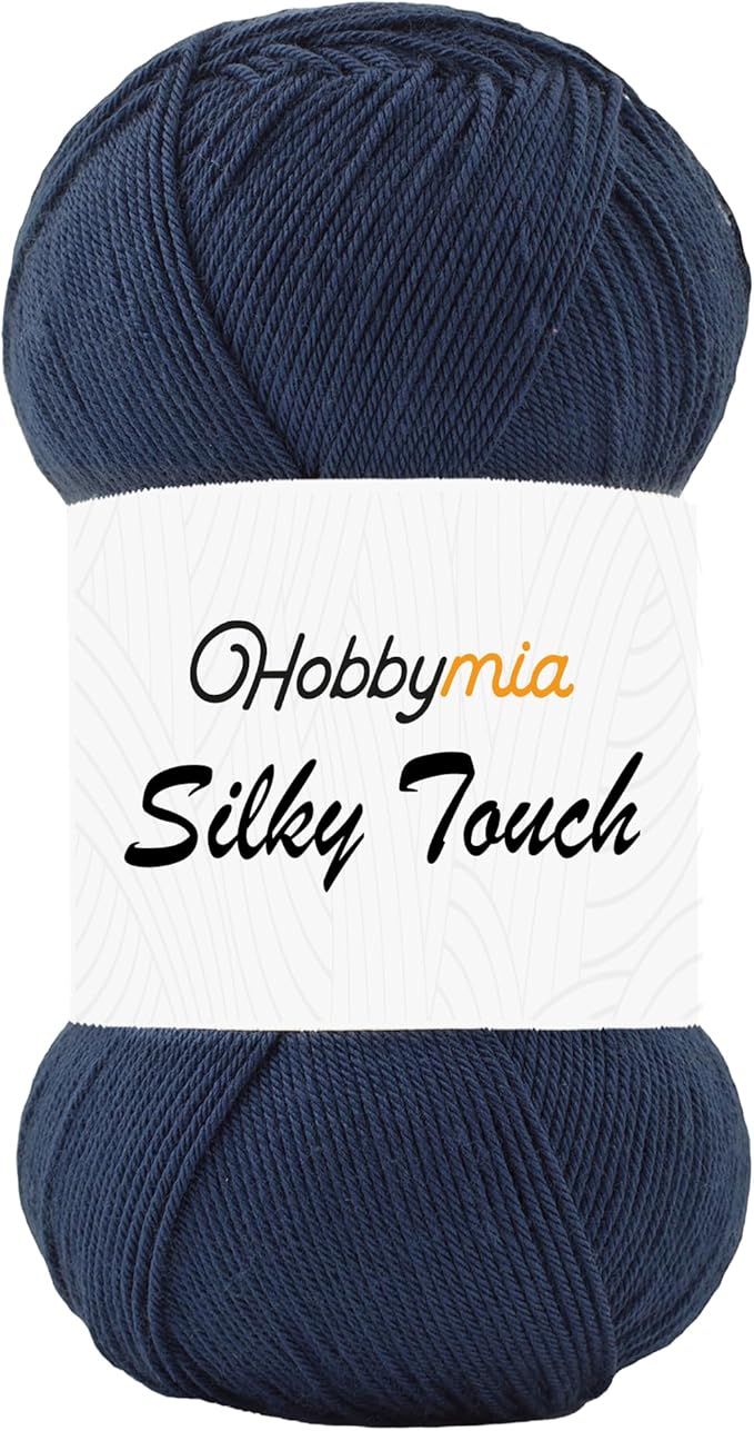 Silky Touch Acrylic Yarn - Soft Sport Weight Yarn for Crochet & Knitting - 100g / 383yds - 100% Microfiber Acrylic - Lightweight Fine Smooth Yarn(Blue - Navy Blue, 1 Skein)