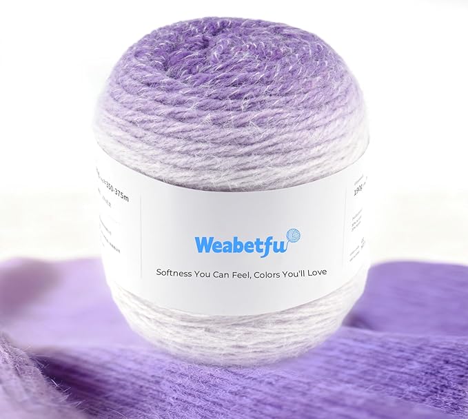 Weabetfu Gradient Cake Yarn for Crocheting & Knitting-Ombre Yarn Cake of 200g/7.05oz.-80% Acrylic,20% Nylon|Light Weight&Soft Crochet Yarns for Scarves,Blankets & Garments-01