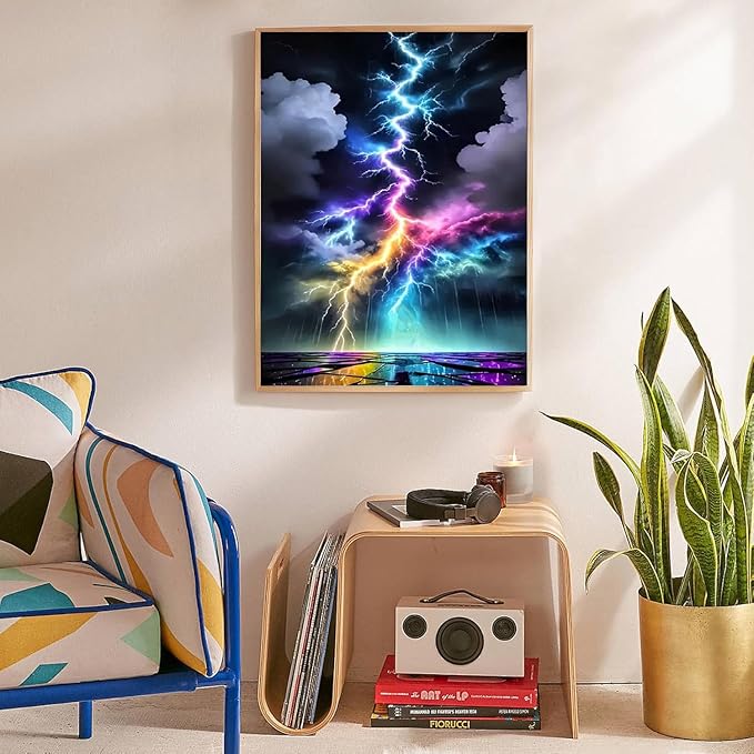 Colorful Lightning Stamped Cross Stitch Kits for Beginners Adults, Dimensions Needlepoint Art Crafts,Counted Cross Stitch Kits Embroidery Kits for Beginners Adults for Home Decor 11.8X15.7inch