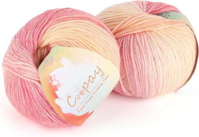 Coopay Yarn for Crocheting Knitting, Gradient Cake Yarns, 2 × 3.53oz - 240yds - 50% Cotton 50% Acrylic Ombre Yarns, Crochet Yarn for Blankets, Shawls, Scarves (109 Flower Season)