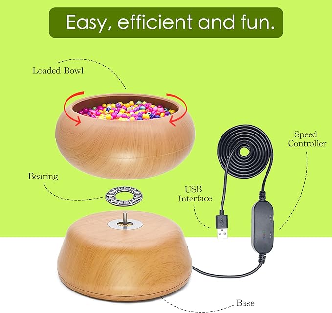Xmada Electric Bead Spinner - Clay Bead Spinner with 2PC Beading Needles and Seed Beads, Waist Beads Kit, Bead Spinner for Jewelry Making, Electric | Speed Adjustment Beading Tools (Original)