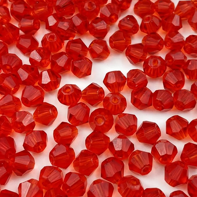 600pcs Bicone Crystal Beads 3mm Crystal Glass Faceted Beads for Necklace Bracelet Earrings DIY Jewelry Crafts Making Supplies(Red)