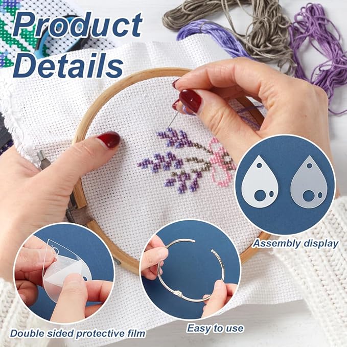 OLYCRAFT 50Pcs Clear Acrylic Bobbins with Hinged Ring Teardrop Acrylic Bobbins Cross Stitch Tread Bobbins Sewing Thread Winding Thread Bobbins Organizers for Sewing Storage DIY Crafts