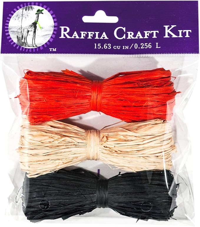 SuperMoss (40537) Raffia Craft Kit - Fall, Halloween (Orange, Natural, Black), 16 cu in. (3 Pack)