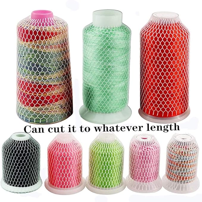 FKUMLUN 20 Yards White Cotton Thread Net for Sewing Embroidery Machine - Expandable, Organizes Thread Spools & Cones, Protects from Tangling, Suitable for Home Embroidery, Sewing, Quilting Machines