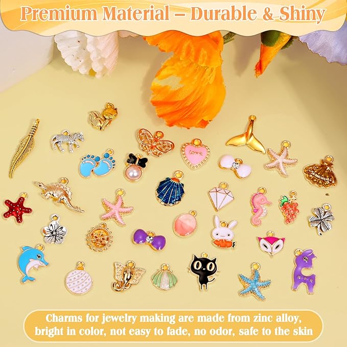 Acejoz 600Pcs Charms for Jewelry Making, Assorted Wholesale Mixed Metal Earring Bangle Bulk Charms for DIY Necklace Bracelet Jewelry Making and Crafting
