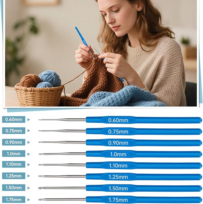 GMAK Crochet Kit for Beginners Adults, 59 PCS Crochet Sets Include Yarn, Crochet Hooks and Tools, Portable Crocheting Starter Kits for Making Variety Projects Craft Supplies, Blue Flower