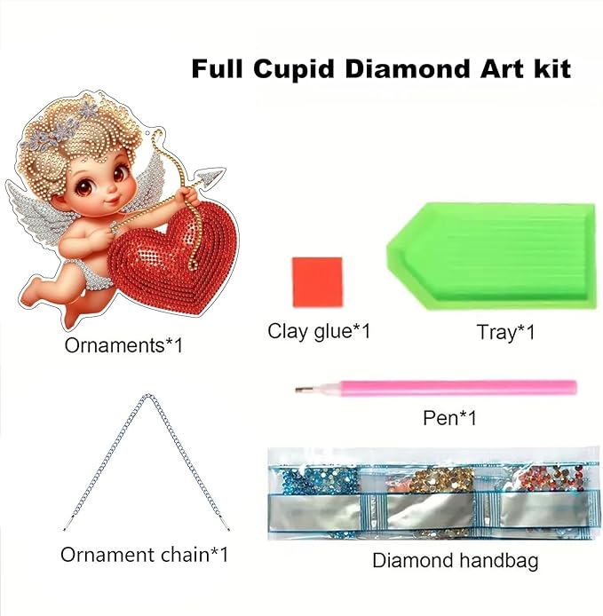 Zyvoreva DIY Cupid Diamond Art Painting Kits for Adults, Valentine's Day Special Shape Double Sided Acrylic Rhinestone Painting, Window Wall Hanging Ornament Pendants for Home Garden Decor