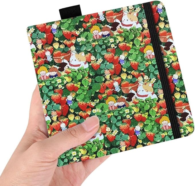 Square 5.1X5.1 300gsm Fine Textures Watercolor Journal Hardbound 40pgs(20 Sheets) Travel Size for Calligrapher Colored Pencil Watercolor Sketch Handmade Cloth Cover Notebook Strawberry Cat