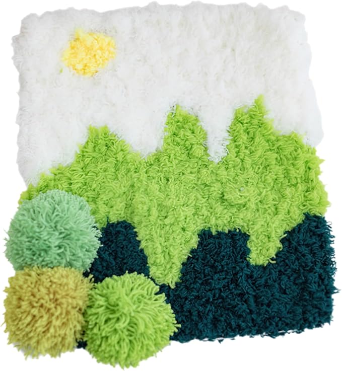 beausougon DIY Latch Hooking Craft 3D Coaster Set with Moss Design， Crochet Kit for Adults