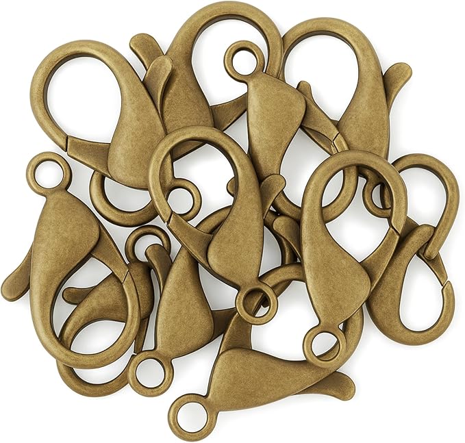 Mandala Crafts 35mm Antique Brass Metal Lobster Clasps for Jewelry Making - 25 Lobster Claw Clasps with Jump Rings Jewelry Findings Kit for Necklaces Bracelets Charms Fasteners