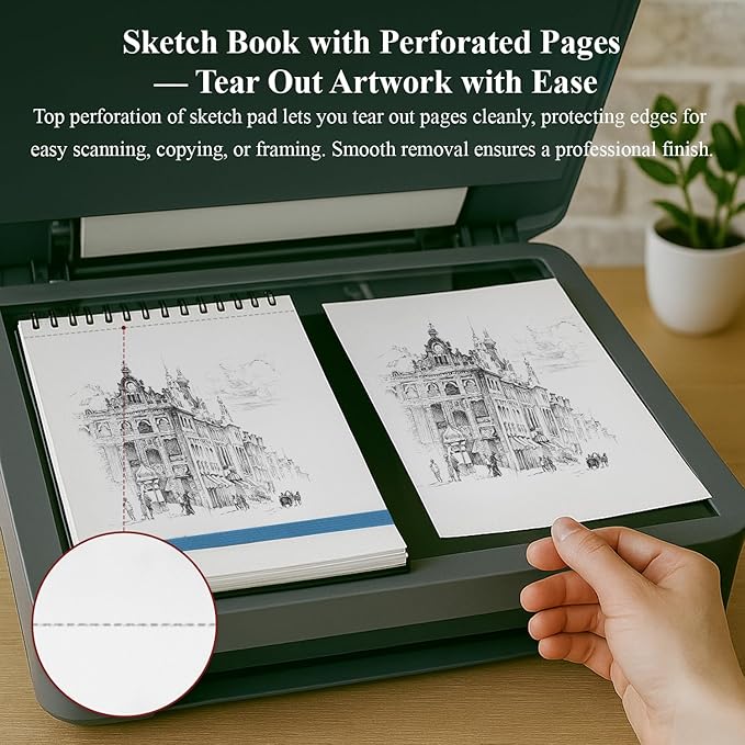 9" x 12" Sketch Book, Hardcover Sketchbook, Top Spiral Bound Sketch Pad, 100 Sheets (68lb/100gsm) Drawing Paper Pad, Art Supplies for Adults for Kids Drawing Notebook.