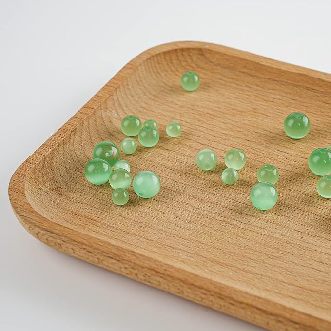 8mm Natural Green Cat Eye Round Bead - 45PCS Bulk Gemstone Beads for Jewelry Making, DIY Bracelets, Necklaces - Includes Crystal Stretch Cord - Beads for Crafting Gifts