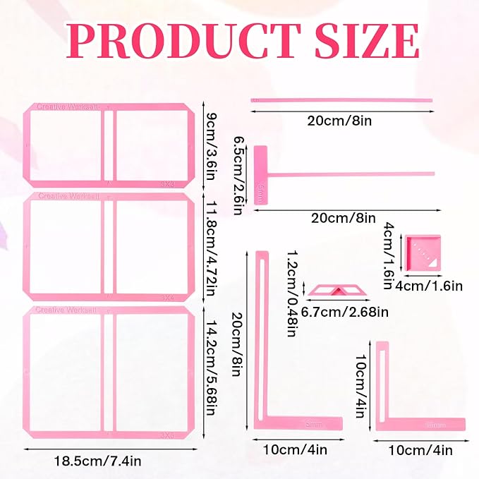 9Pcs Book Binding Easy Scrapbooking Tools, Bookbinder Stencils and Cutter Guide Kit, L T I Ruler + Corner Miter + Eyelet Guiding Bookbinding Tools for Notebook Calender Junk Journal Handbook(Blue)