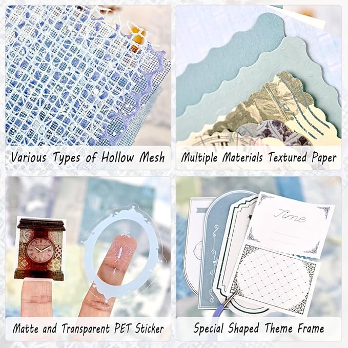 Diuhofart Scrapbook Kits for Adults, Vintage Aesthetic Stickers Paper Frame Scrapbooking Supplies Set Collage Materials for Junk Journaling, Scrap Booking, Card Making, Crafts Arts