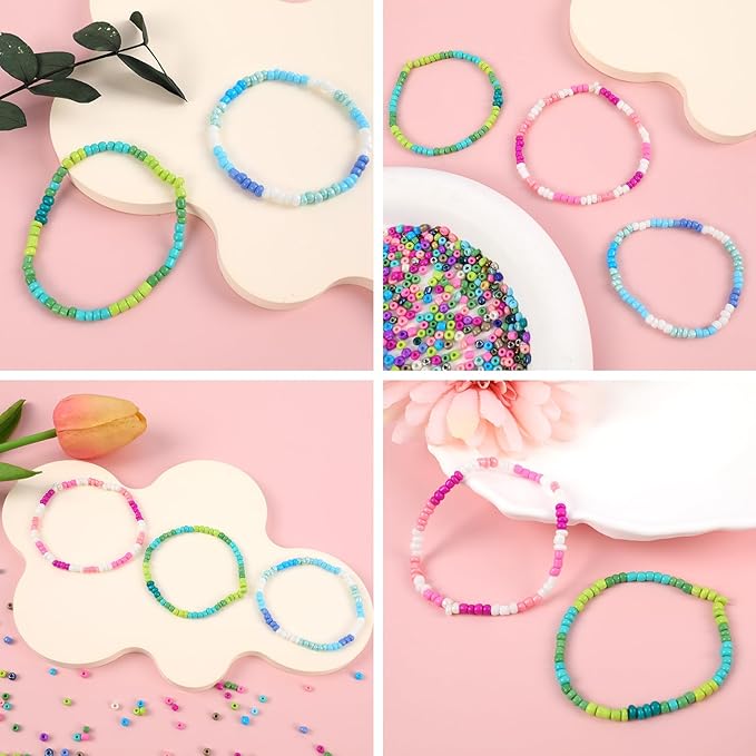 Miss Rabbit 13000pcs 3mm Glass Seed Beads 24 Colors Small Craft Beads Small Beads for DIY Bracelet Necklace Ring Craft Jewelry Making, with Scissor and Two Clear Bracelet String (540pcs per Color