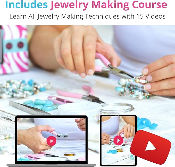 MODDA Deluxe Jewelry Making Kit with Video Course, Includes Instructions, Beads, Necklace, Bracelet, Earrings Making, Crafts for Adults, Beginners, Christmas Gift for Teens, Girls 13-15, Moms, Women