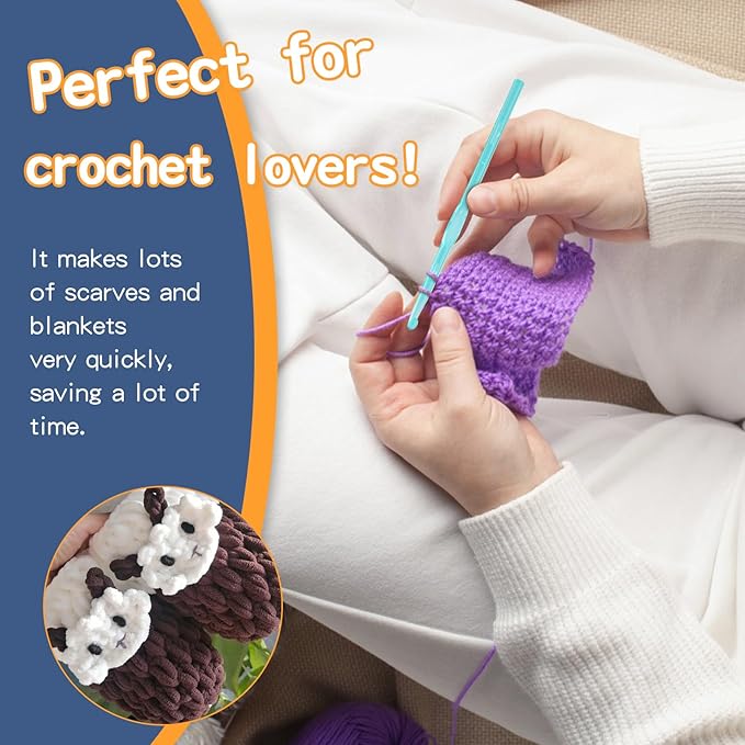Crochet Hook, 5.5 mm Ergonomic Handle for Arthritic Hands, Colorful Transparent Crochet Hook for Beginners and Crocheting Yarn(5.5 mm)
