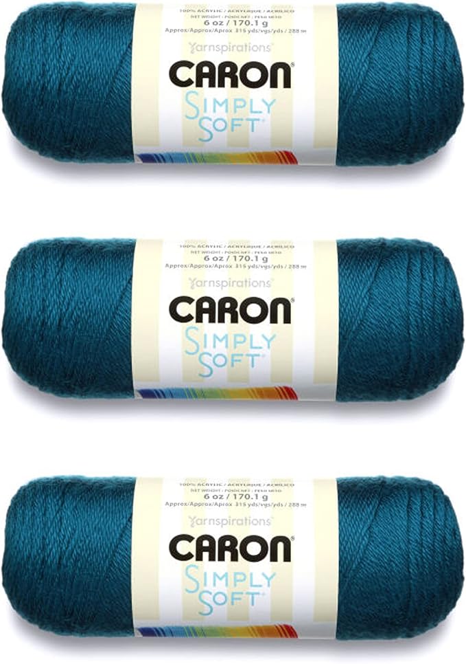 Caron Simply Soft Pagoda Yarn - 3 Pack of 170g/6oz - Acrylic - 4 Medium (Worsted) - 315 Yards - Knitting/Crochet