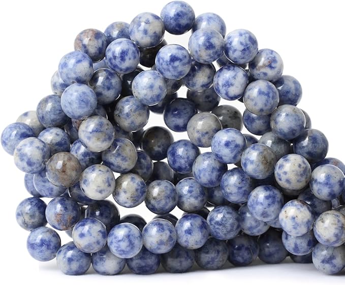 cheavian 35pcs 10mm natural blue white sodalite gemstone round loose beads for jewelry making 1 strand 15"