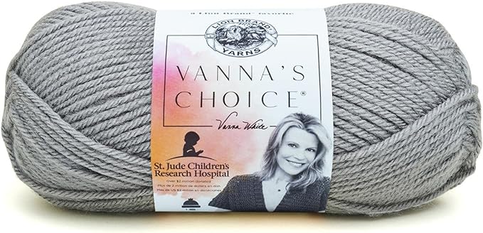 Lion Brand Yarn (1 Skein Vanna's Choice Yarn, 1 Pack, Silver Grey