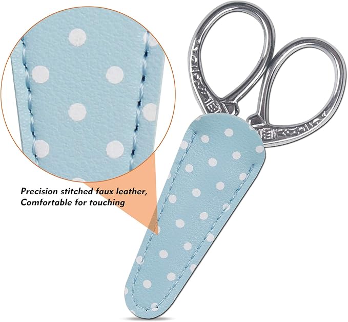Sewing Embroidery Scissors Mini 3.6 inch Craft Scissors Shears for Crafting Fabric Scissor for Art Work Threading Needlework DIY Tools with Leather Scissor Cover