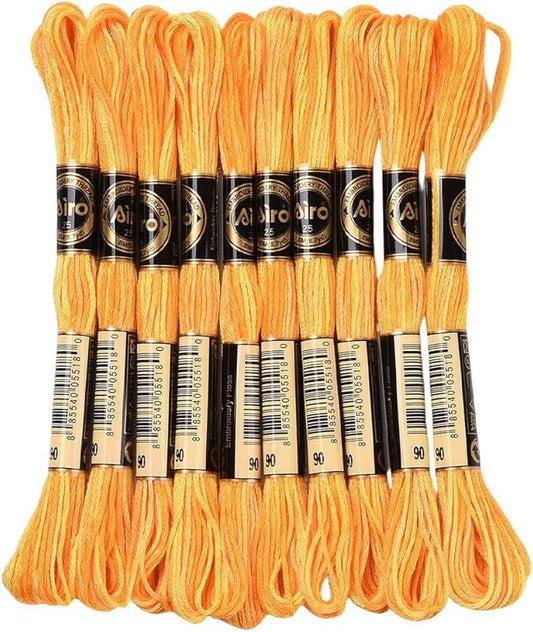 10 Skeins 87.5 Yards 6 Ply Variegated Gold Cross Stitch Floss Segment Dyed Embroidery Thread Gradient Friendship Bracelet String Yarn Bulk for Sewing Making Jewelry Needlecraft Knitting DIY