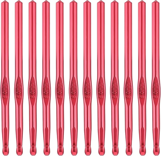 8 mm Crochet Hook 12 PCS Aluminum Large Crochet Hooks Bulk Knitting Needle US Size 11 Crocheting Needles for DIY Craft Yarn Weave Beginners Women Adults