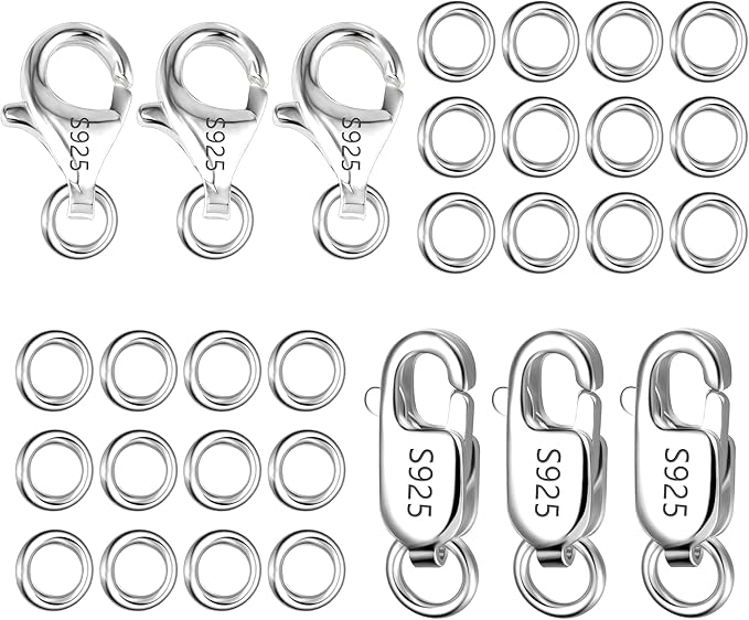 925 Sterling Silver Lobster Claw Clasps Set, Lobster Connector Clasp Closures with Open Jump Rings for Necklace Bracelet DIY Jewelry Finding Supplies (26pcs)