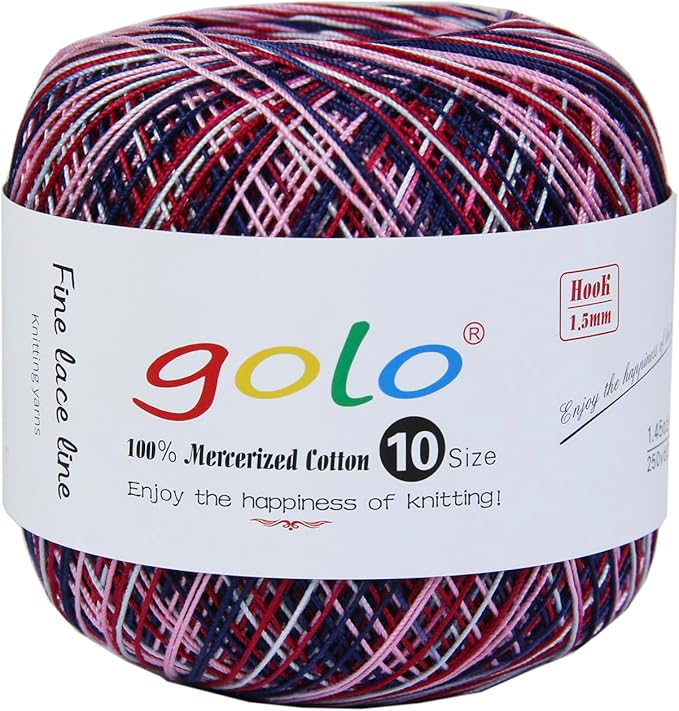 golo Crochet Thread Size10 Yarn for Hand Knitting Multicolour Yarn D323