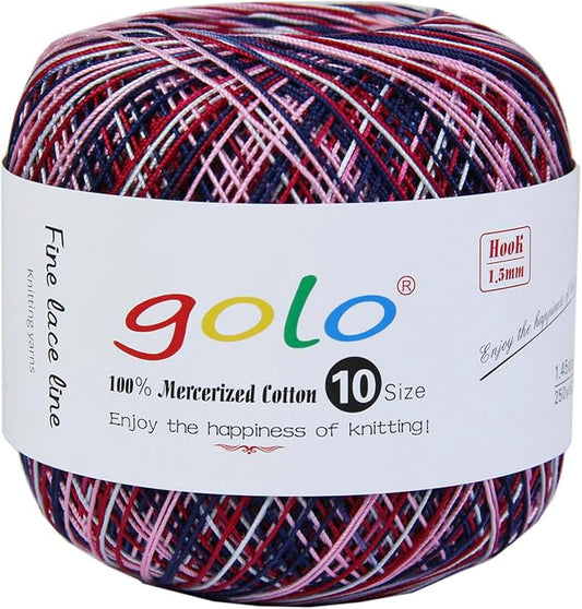 golo Crochet Thread Size10 Yarn for Hand Knitting Multicolour Yarn D323