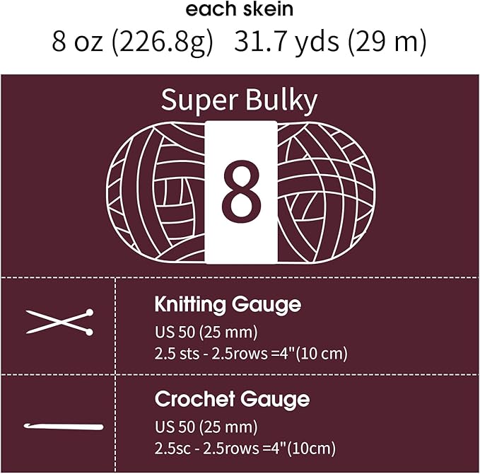 Mabozoo Assorted Chunky Fluffy Yarn for Crocheting & Knitting, Jumbo Chenille & Bulky Plush Yarn, Cream & Wine Red (31.7 yds, 8 oz Each)