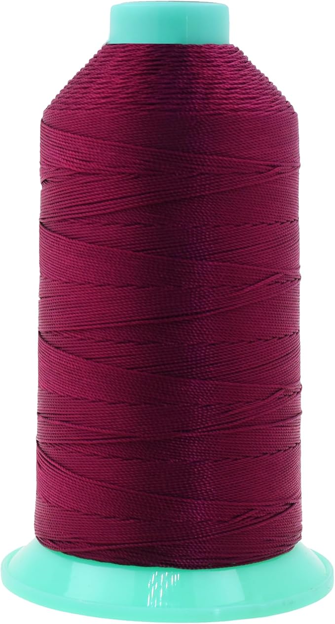Mandala Crafts Size 346 210D T350 Bonded Nylon Thread - Burgundy 415 YDs Tex 350 Heavy Duty Sewing Threads for Leather, Jeans, Weaving, Outdoor Marine Upholstery