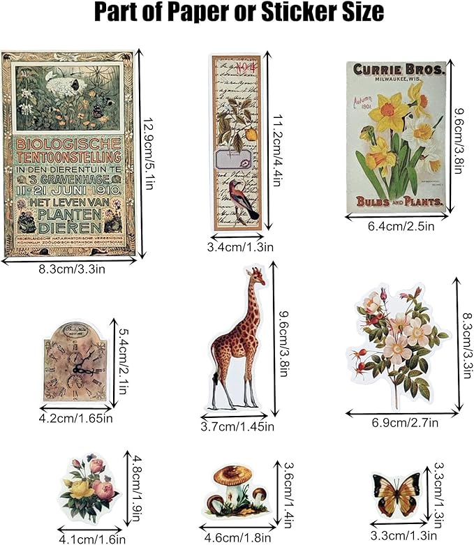 Esweny 200PCS Vintage Scrapbooking Supplies Kit for Journaling, Scrapbook Sticker Paper Pack for Junk Journal Planners Aesthetic Cottagecore Room Decor Wall Art Collage Album