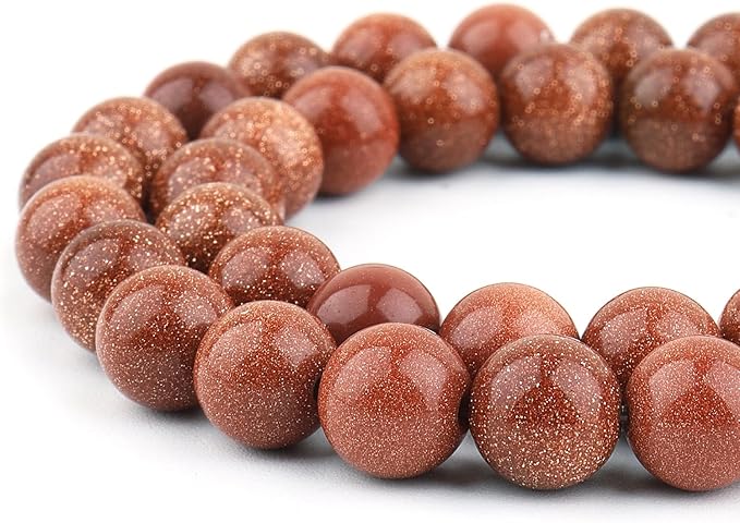 Stone Beads for Jewelry Making - 10mm Gemstone Round Beads for Bracelets(35-37pcs, Red Sand)