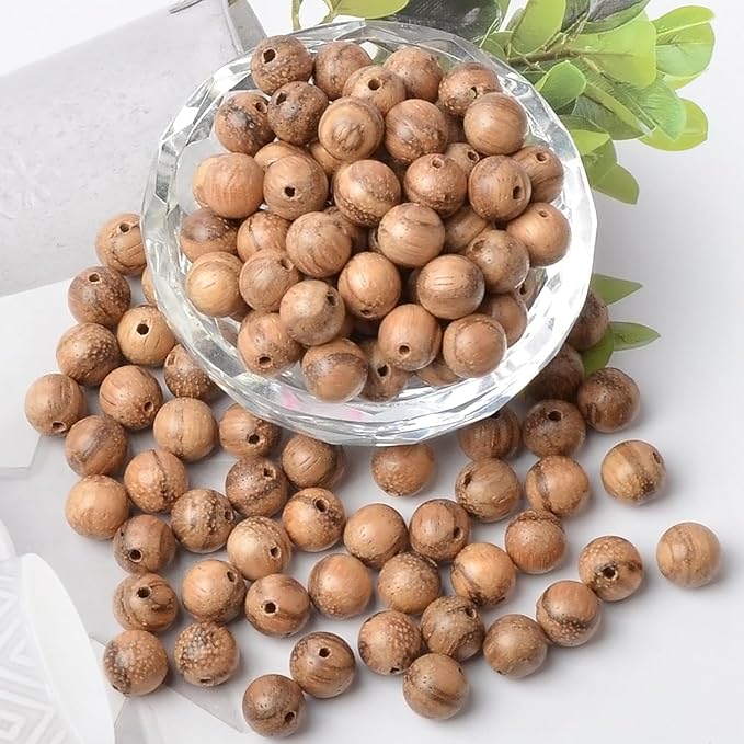 8mm Massive Beads Natural Wooden Round Loose Beads Jewelry Making with Thread 200 PCS(Aquilaria Crassna, 8mm)