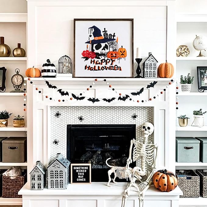 COCOMOX Halloween Embroidery kit for Beginners, 3 Set Gothic Cross Stitch Kits Pumpkin Pattern Needlepoint Craft Kit for Adults, DIY Gift