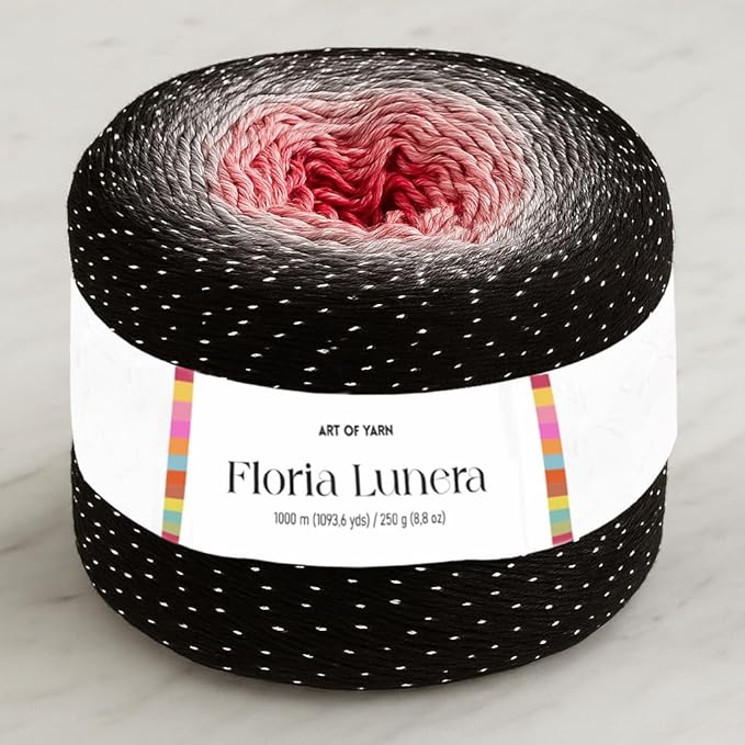 Floria Lunera Cotton Yarn 55% Cotton 45% Acrylic 250g 1093 Yards Multicolor Rainbow Crochet Yarn Handknit Cake Soft Variegated Yarn for Spring Summer Projects Blankets Scarves-93260
