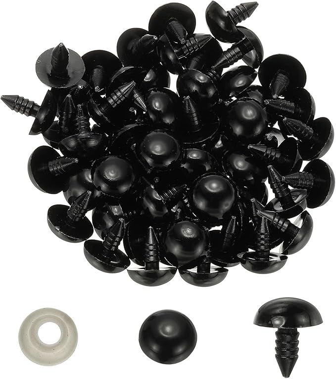 PATIKIL 14mm Safety Eyes, 100 Set Plastic Craft Eyes with Washers Safety Eyes for Stuffed Animals Crochet Toys Dolls DIY Craft Making, Black