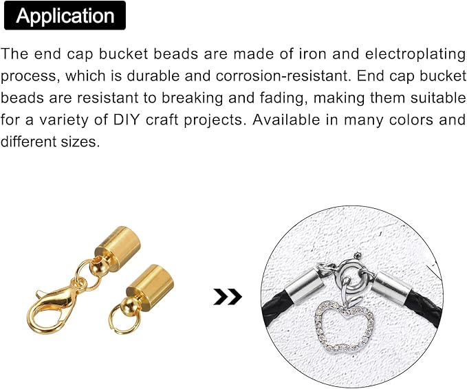 MECCANIXITY Fold Over Cord End Caps Rose Gold 5mm OD with Crimp Covers Lobster Claw Clasps DIY Jewelry Making for Bracelets and Necklaces Crafting 20 Pcs