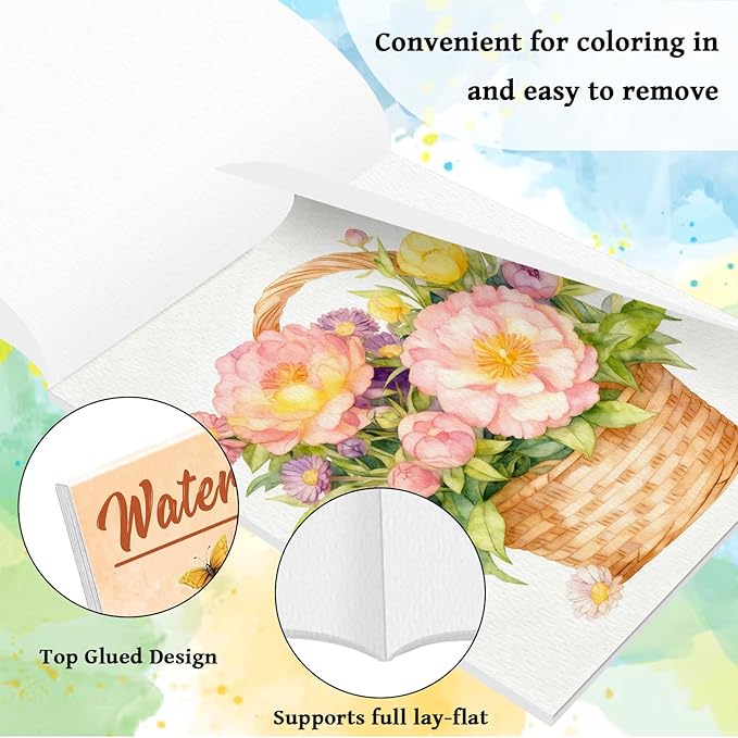 Kalysky 8.5 * 11" Watercolor Workbook,3 Watercolor Coloring Books for Adults,Water Color Book kit for Adults Beginner,160GSM Cold Press Textured Thick Paper