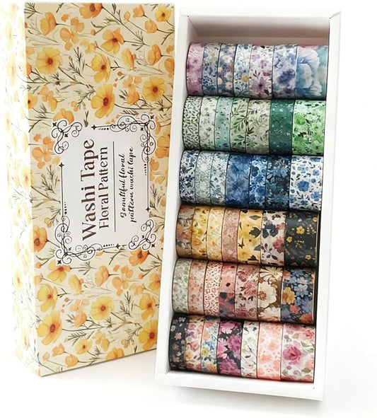 Washi Tape, 42 Rolls Aesthetic Colored Decorative Cute Scrapbook Tape for Scrapbooking Supplies Journaling Craft Junk Journal