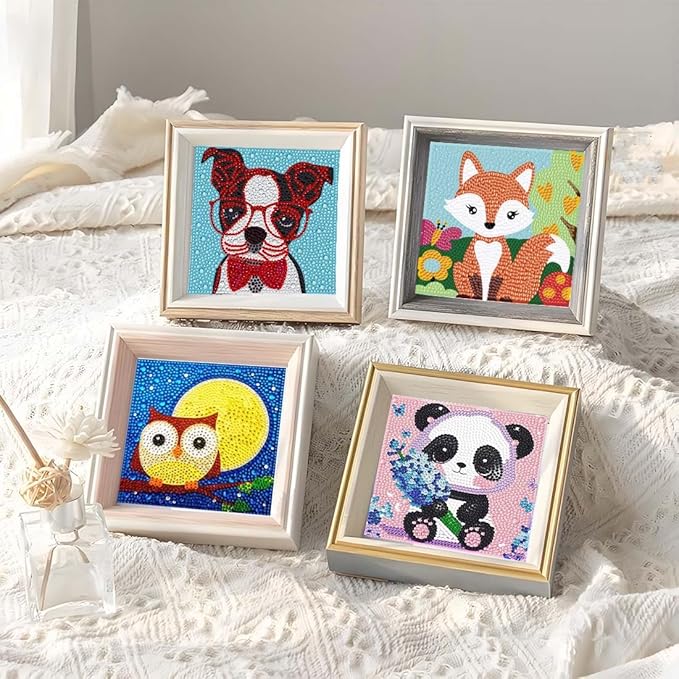 SHICERNHJ 6 Pack Diamond Painting Kits for Kids Beginners,Animal Cartoon DIY Diamond Art Kits for Kids Ages 6-8-10-12Home Wall Decoration 6X6 inch