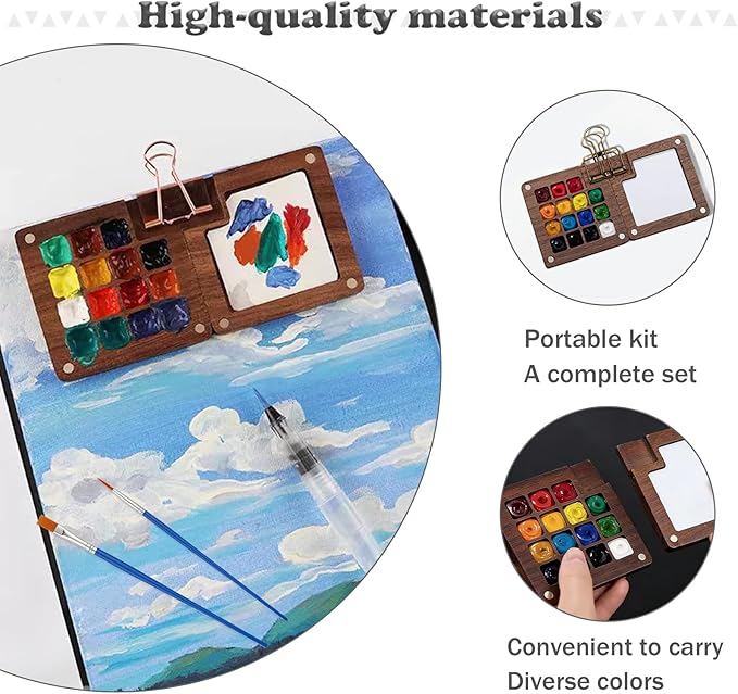 EVOCKAY Mini Watercolor Paint Set Portable Watercolor Kit for Adults Travel Watercolors Paint with Sketchbook Mixing Palette and Drawing Pad Perfect for On The Go Creativity and Art Exploration