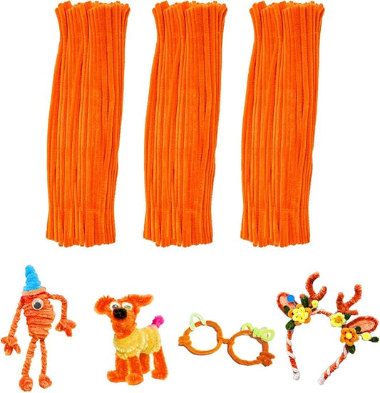 Orange Pipe Cleaners Crafts,Art Supplies,200pcs Chenille Stem,Solid Color Pipe Cleaners Set for DIY Art Creative Crafts and Decorations,Limpia Pipas,Craft Supplies,Christmas/Halloween Gifts